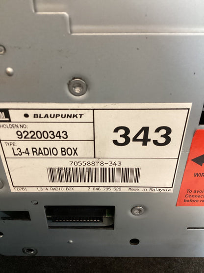 2007 Holden Calais VE 6G1EX55768L940846 Stereo Head Unit 92200343