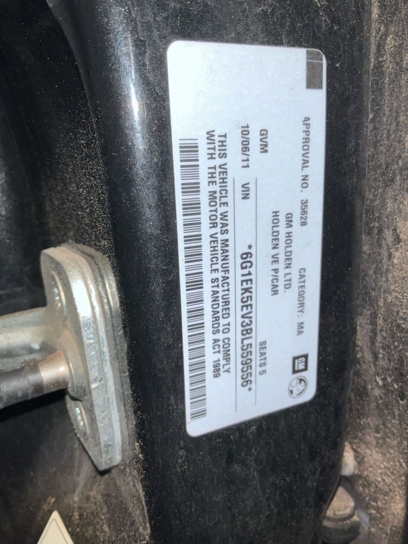 2011 Holden Commodore VE  Airbag